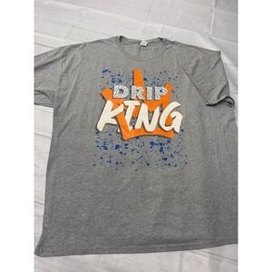 Drip King Graphic T Shirt Fruit Of The Loom HD Cotton‎ Gray Men's 3XL
